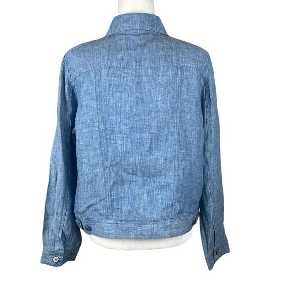 100% Linen Trucker Style Jacket L - Picture 3 of 16